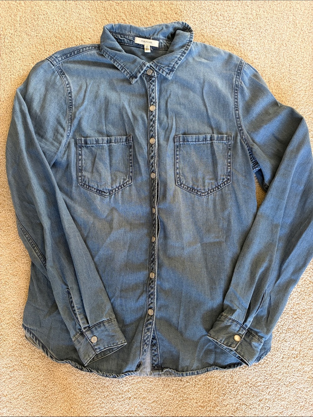 Maurices Denim-Style Button Down Shirt - Blue